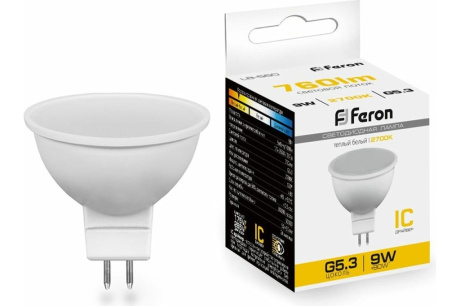Купить Лампа светодиодная FERON LB-560 9W 230V G5 3 MR16 2700K 760lm 50*50mm 25839 фото №1
