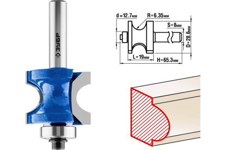 Купить Фреза 28722-28.6 -28 6х19мм полустержневая с подшип Зубр фото №1